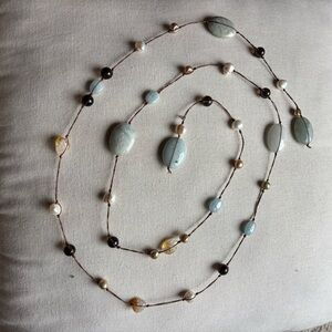 Elegant Multi-Stone Necklace with Pearls